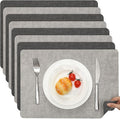 Myir JUN Reversible Vinyl Placemats Set of 8, Faux Leather Place Mats Dual Sided Waterproof Oilproof Wipeable, Heat-Resistant Table Mats for Kitchen Dining Indoor Outdoor (12" x 17", Light Gray Gray)