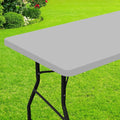 Smiry Rectangle Picnic Table Cloth, Waterproof Elastic Fitted Tablecloths for 8 Foot Tables, Washable Polyester Table Cover for Camping, Outdoor and Indoor (Light Grey, 30"x96")