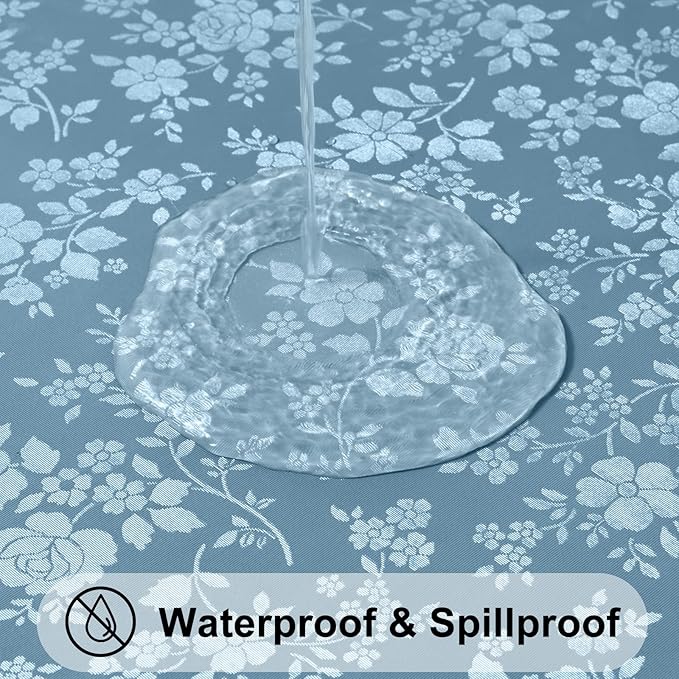 Smiry Round Table Cloth, Waterproof Heavy Duty Vinyl Tablecloths, Wipeable Washable Table Cover for Kitchen and Dining Room (Stone Blue, 60" Round)