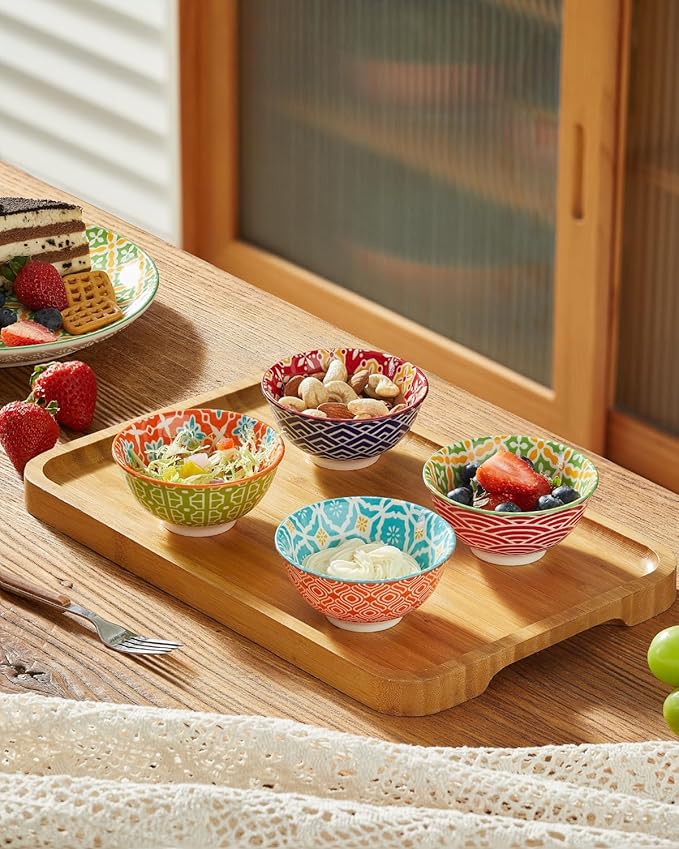 Ceramic Dipping Bowls, 3.5 inch Small Bowls for Dipping, 4oz Mini Bowl for Soy Sauce, Condiments, Side Dishes, Charcuterie Boards, Set of 6