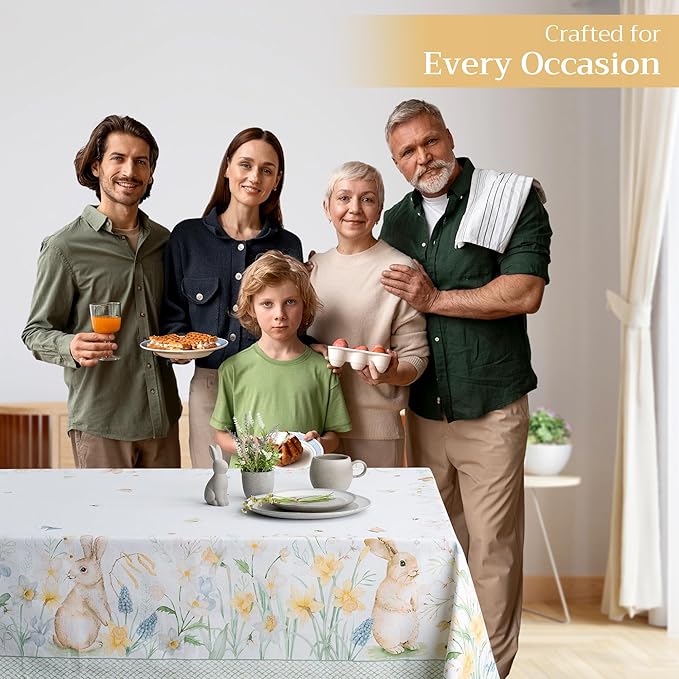Maison d' Hermine Table Cloth Square Table 100% Cotton 54 x 54 Inches Tablecloth Reusable Decorative for Dining Room Farmhouse Home Valentines Day Decorations Spring Summer - Easter Dew