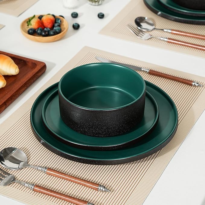 Stoneware Cereal Bowls Set of 4, 6 Inch Deep Bowl for Oatmeal, Soup, Ceramic Bowls Sets, Microwave Safe, Dishwasher Safe, Versatile for All Seasons, Matte Green