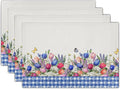 Tulip Placemats - Spring Easter Place Mats Set of 4 Blue Floral Plaid Place Mat 12x18 for Party Kitchen Dining Home