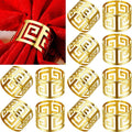 48 Pcs Gold Napkin Rings Hollow Out Napkin Rings Holder Set Metal Serviette Buckle Bulk for Dinner Table Decoration Christmas Holiday Wedding Party Birthday Banquet Gathering