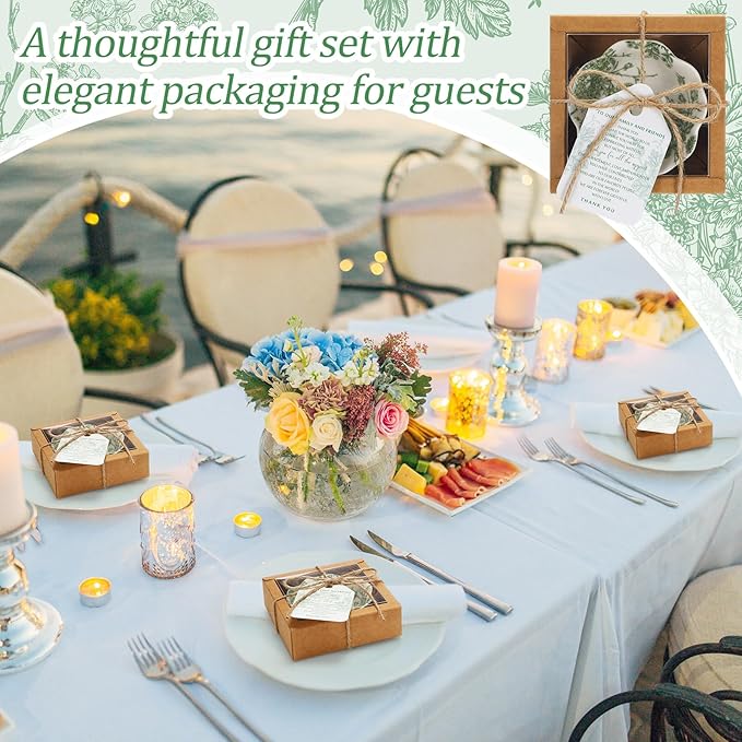 80 Pack Wedding Favors for Guests Small Ceramic Bowls Bulk Gifts Set 3.3 Inch Sage Green Verdure Design Mini Dipping Bowl Sauce Dish with Cards Box for Party Shower Favor Souvenir
