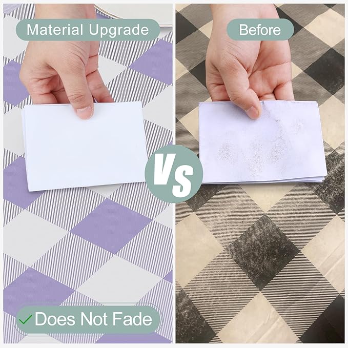 misaya Rectangle Waterproof Vinyl Table Cloth, Buffalo Flannel Backed Tablecloth, Wipeable Plastic Table Cover for Dinner, Kitchen, Outdoor (54" x 78", Lavender and White)
