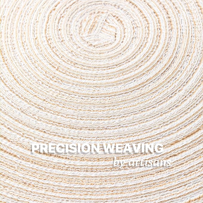 Round Placemats Set of 8 Woven Placemats Washable Braided Table Mats for Dining Table Heat Resistant Non-Slip Circle Place Mats(Cream)
