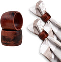 Wooden Napkin Rings Set of 12 Handmade Napking Holders for Dining Tableware, Thanksgiving, Party, Table Décor (Rounded)