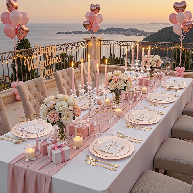 WDF 100pcs Pink Plastic Plates - High-end Baroque Design - Pink and Gold Plates for Upscale Party & Valentine's Day - Including 50 Disposable Plate 10.25inch, 50Salad Plate 7.5inch