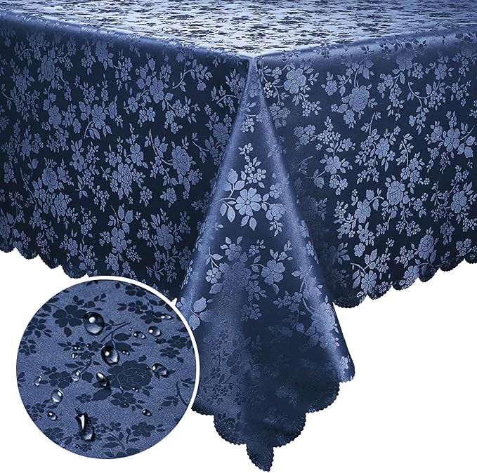 Smiry Rectangle Table Cloth, Waterproof Heavy Duty Vinyl Tablecloths, Wipeable Washable Table Cover for Kitchen and Dining Room (Navy Blue, 52" X 70")