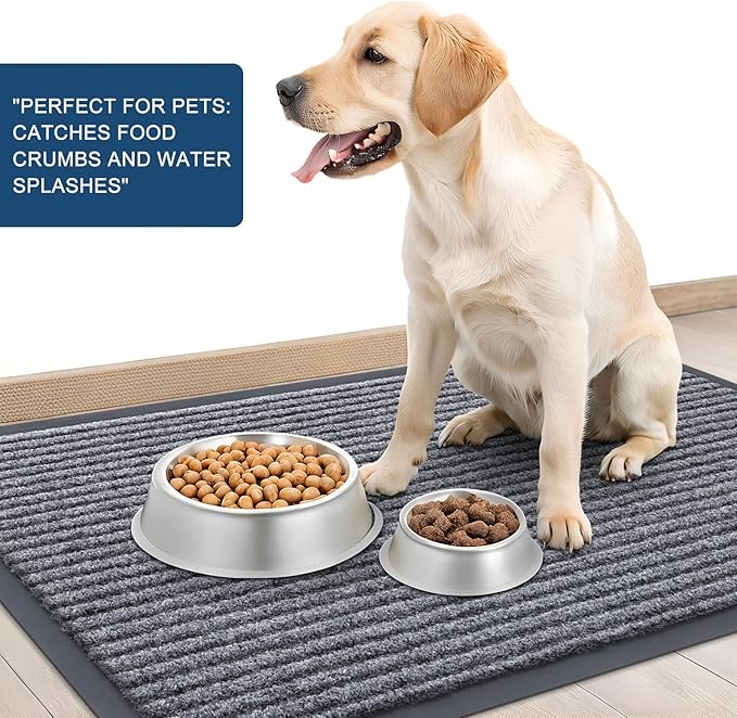OLANLY Front Door Mat Indoor Outdoor Entrance, Waterproof Heavy Duty Doormat, Fade Resistant, Low Profile, Easy Clean Patio Porch Welcome Floor Mats for Entry, 59x40, Light Gray