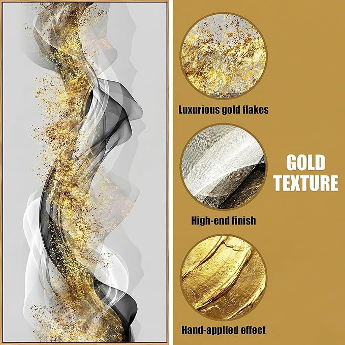 Tucai Decor Wall Art Modern light Luxury Abstract Gold ink Landscape Canvas Wall Art for Living Room and Bedroom Color Pictures Artwork Home Decor Canvas Print Wall Decor Ready to Hang 20x40inch (Framed)