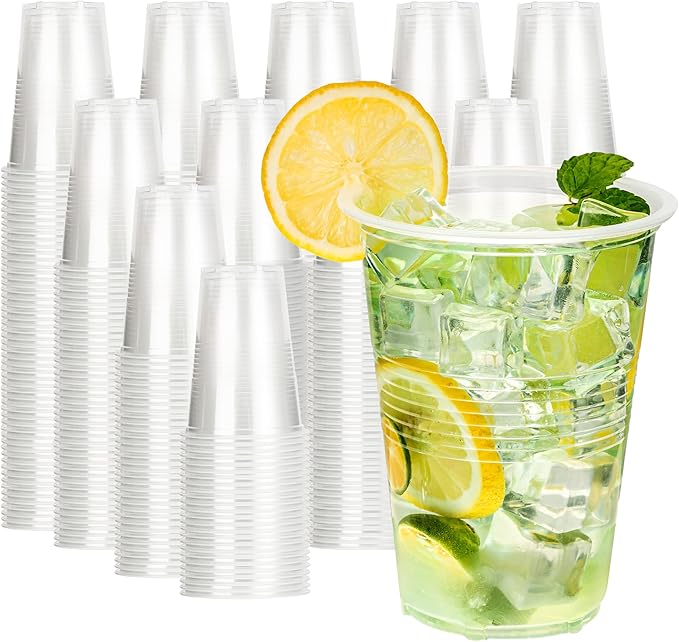 YEEHAW 16 oz Plastic Cups, 240 Pack - Clear Disposable Drinking Water Cups for Cold Beverages, Ideal for Party