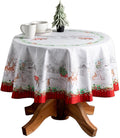 Maison d' Hermine Table Cloth Round Table 100% Cotton 63 Inches Fall Tablecloth Reusable Everyday Use for Thanksgiving Christmas Decorations Dining Farmhouse Party (Christmas Tradition)