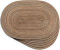 Noctiflorous Oval Braided Placemats Set of 6 Woven 12x18 Inch Non Slip Washable Heat Resistant Place Mats Round Tablemats for Dining Kitchen Party Daily Table Decor Dinner Mats (Brown, 6)