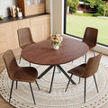 Round Dining Table Set for 4｜42"-54" Extendable Dining Room Table Set｜Wooden Kitchen Table with 4 Chairs｜Mid Century Modern Dinner Table Set with Cross Legs｜Easy Assembly｜Space Saving