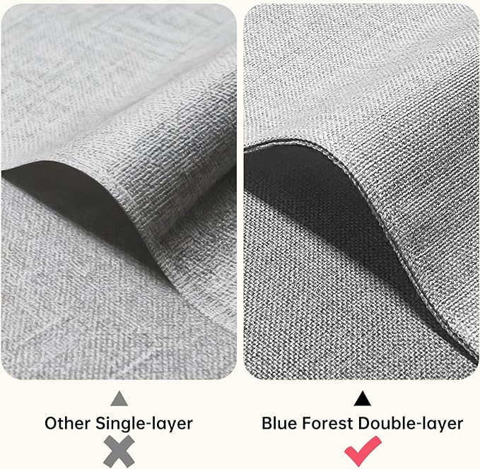 Blue Forest Placemats Set of 6, Dual-Layered Thickened Faux Linen Table Mats Heat Resistant Machine Washable Wrinkle Free Place Mats for Kitchen Dining Outdoor/Indoor (Cream Beige)