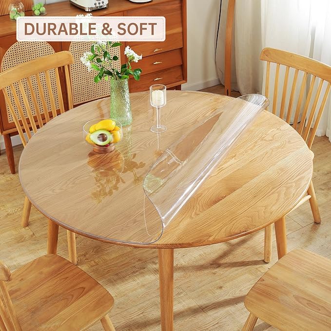 Warmstar Clear Table Protector 2mm Thick, Dia.41 Inch Round Clear Table Cover Protector, Plastic Table Cover, Clear Desk Mat Desk Pad, Desk Protector Mat for Coffee Table, Writing Desk, Dining Room