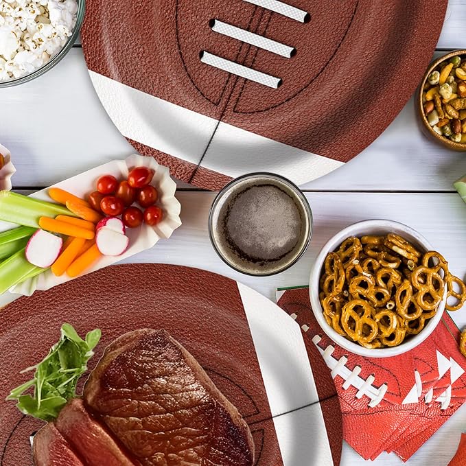 100Pcs Football Oval Paper Plates,10" x 12" Large Football Party Supplies, Disposable American Sport Platters,Rugby Bowls,Nacho Trays for Sports Event, Gameday, Carnivals, Birthday, Party Decor