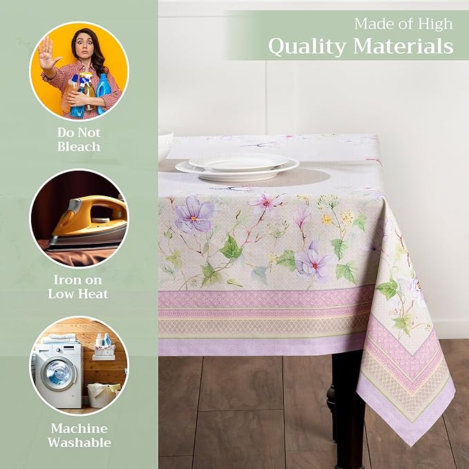 Maison d' Hermine Table Cloth Rectangle Table 100% Cotton 60 x 108 Inches Tablecloth Reusable Decorative for Dining Room Farmhouse Home Valentines Day Decorations Spring Summer - Magnolia Mornings