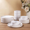 AmorArc Ceramic Dinnerware Sets for 8, 24 Pieces Handpainted Plates and Bowls Set with Rustic Terracotta Underside, Scratch Resistant Stoneware Dishes Set, Dishwasher & Microwave Safe