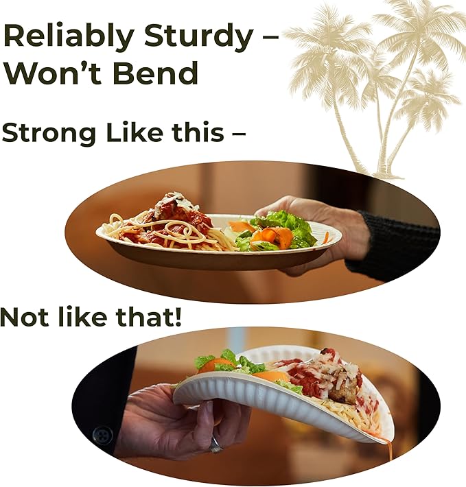 Indie Palm Disposable Palm Leaf Plates – 100 Pack 8 Inch Square – Heavy Duty, 100% Compostable & Biodegradable – Eco-Friendly Alternative to Plastic & Bamboo – Perfect for Parties & Events