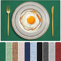 Cloth Placemats Set of 4, Cotton Linen Blend Machine Washable Double Layered Durable Place Mats Heat Resistant Placemats Wrinkle Free Thick Fabric Dining Table Mats (Green, 4)