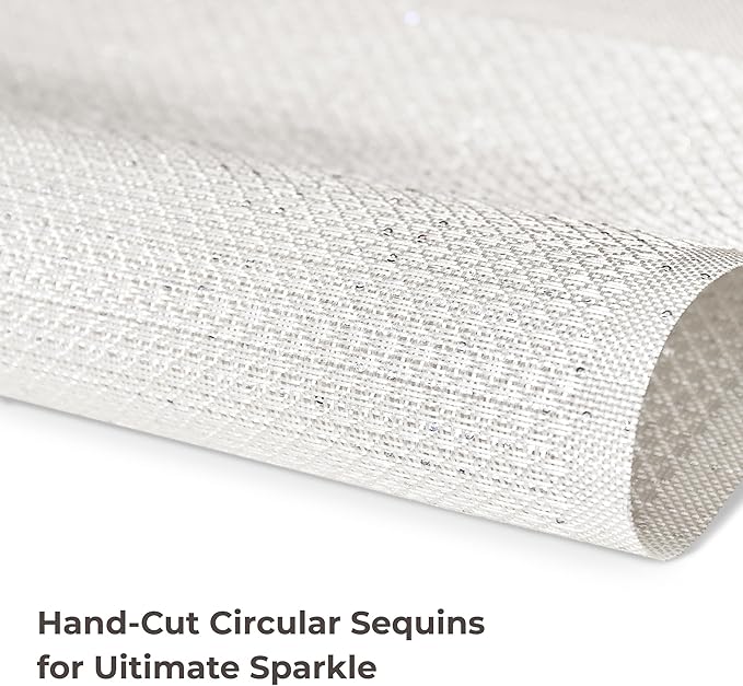 Leetaltree Luxury Crystal White Sequin Placemats Set of 8 - Waterproof Washable for Wedding, Anniversary, Daily Use - Sparkling Table Decor - Hand-Cut