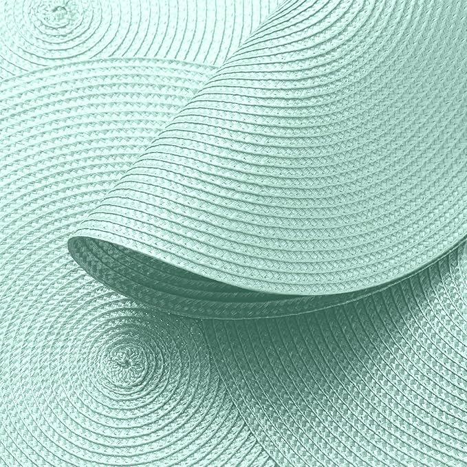 AHHFSMEI Round Braided Placemats 15 Inch Round Table Mats for Dining Tables Natural Woven Heat Resistant Place mats Set of 6 (Mint Green)