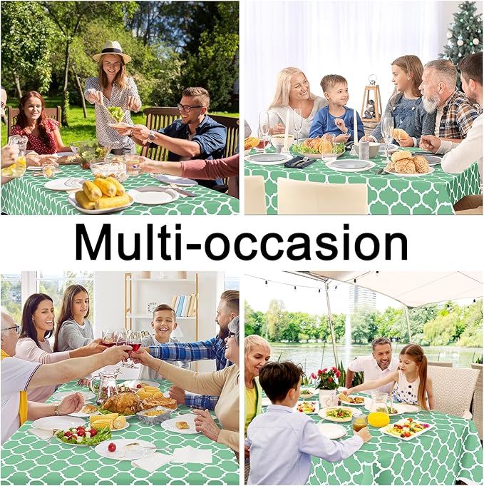 Smiry Rectangle Table Cloth, Waterproof Vinyl Tablecloth with Flannel Backing for Rectangle Tables, Wipeable Spillproof Plastic Tablecloths for Dining, Camping and Indoor (54"x78", Sage Green)