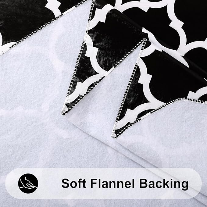 Smiry Rectangle Table Cloth, Waterproof Vinyl Tablecloth with Flannel Backing for Rectangle Tables, Wipeable Spillproof Plastic Tablecloths for Dining, Camping, Indoor and Outdoor (52"x70", Black)