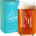 Monogram Beer Glasses for Men (A-Z) 16 oz - Beer Gifts for Men Brother Son Dad Neighbor - Unique Gifts for Him - Personalized Drinking Gift Beer Glass Mugs - Engraved Beer Can Glass (N)