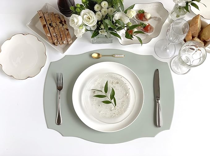 Rommy & Co. Premium Silicone Placemats, Set of 2 (Silver Sage)
