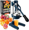 Zulay Kitchen Cast Iron Juicer - Easy-to-Clean Heavy-Duty Manual Juicer, Professional Citrus Juicer - Stainless Steel Lemon Squeezer - Manual Citrus Press & Orange Squeezer - Orange Juicer – Navy