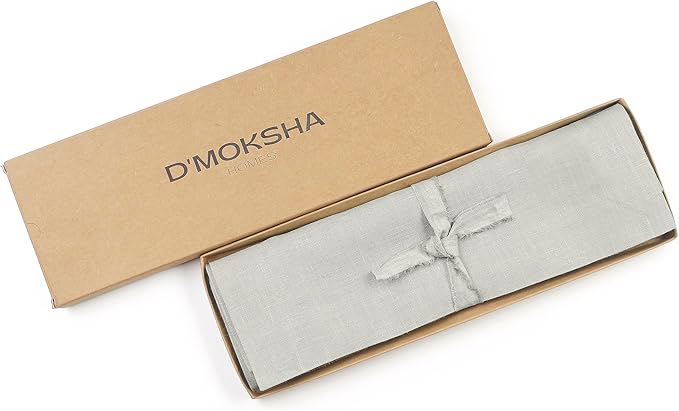 D'Moksha Homes Linen Placemats 14 x 19 Inch - Silver Grey Placemats Set of 6-100% Pure Linen Table Place Mats for Spring, Easter - Handcrafted and Machine Washable