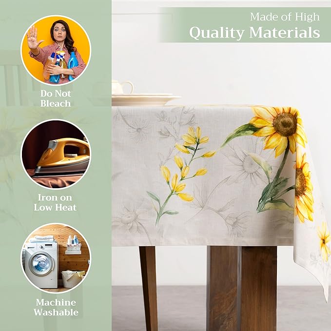 Maison d' Hermine Table Cloth Rectangle Table 100% Cotton 70 x 140 Inches Tablecloth Reusable Decorative for Dining Room Farmhouse Home Valentines Day Decorations Spring Summer - Candice