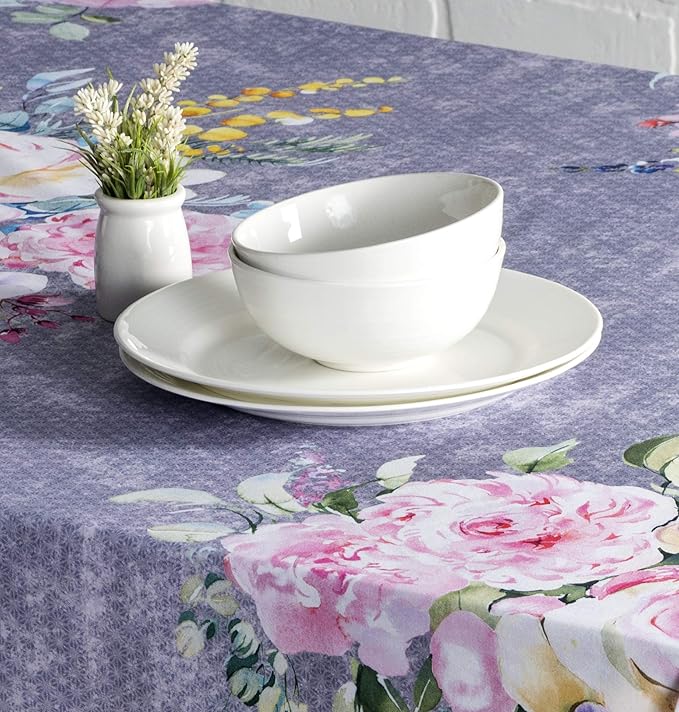 Maison d' Hermine Table Cloth Rectangle Table 100% Cotton 60 x 108 Inches Tablecloth Reusable Decorative for Dining Room Farmhouse Valentines Day Decorations Spring Summer - Sweet Rose Lavender - Lush