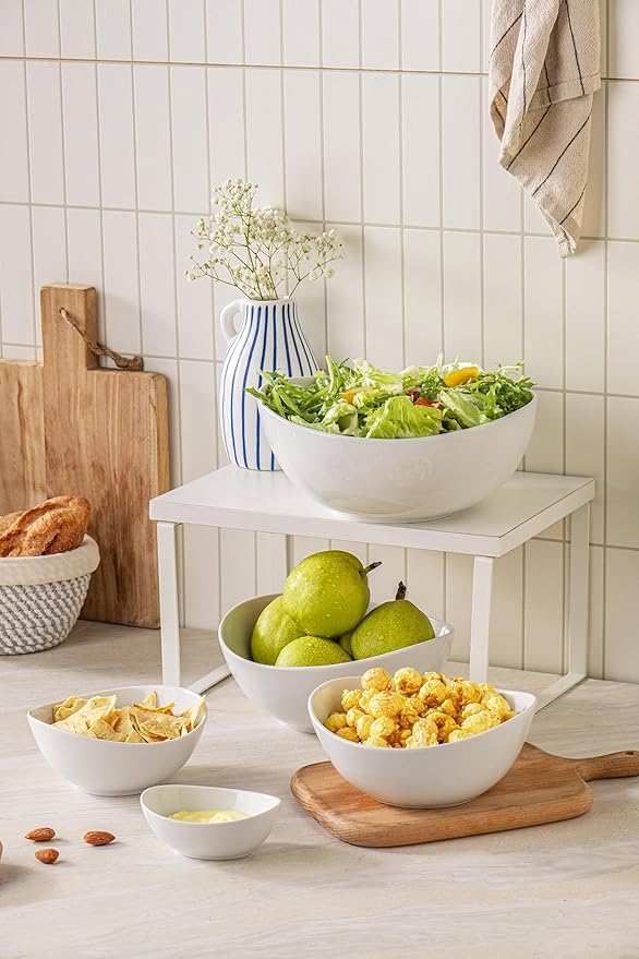 Small Porcelain Bowls, 11 OZ Ceramic Serving Bowls for Dessert, Set of 6 Plates for Condiment Ice Cream, Soup Sauce, Rice, Fruits, Portions Dish, Pure White (5 Inch(11 Ounce))