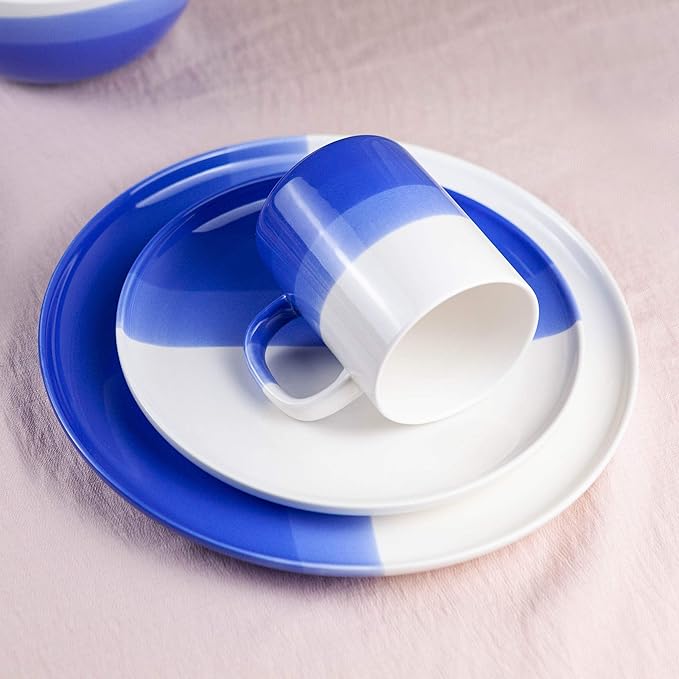 Ombre Dinner Plates Oia Blue - 10.25 inch Porcelain Plates Set, Ceramic Plate Set of 4 - Ombre Dinnerware Collection - Oia Plates
