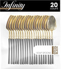 PlasticPro 20 Count Gold and Black Plastic Soup Spoons Premium Quality Heavy Duty Disposable Elegant Silverware Two Tone Soup Spoons for Party