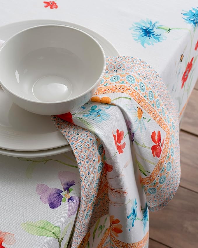 Maison d' Hermine Cloth Napkins Set of 4 100% Cotton Everyday Reusable Square Napkins Cloth Washable Dinner Party Wedding Restaurant Valentines Day Decorations Spring/Summer(Summer Whisper, 20" x 20")
