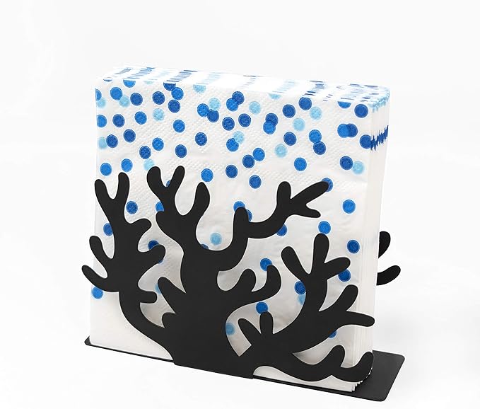 Mango Steam Tabletop Napkin/Tissue & Letter Holder For Home, Kitchen, Restaurants (Coral, Black)
