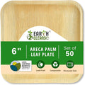 Compostable Palm Leaf Plates 6 Inch Square (50 Pack) | Disposable Biodegradable Plates Like Bamboo & Wooden | Microwave & Oven Safe | Eco-Friendly