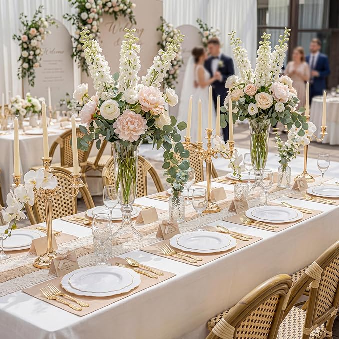 WDF 60pcs Gold Dessert Plates-7.5inch Baroque White and Gold Small Plastic Plates/Disposable Dessert/Salad/Appetizer Plastic Plate for Upscale Bridal Shower/Wedding/Birthday