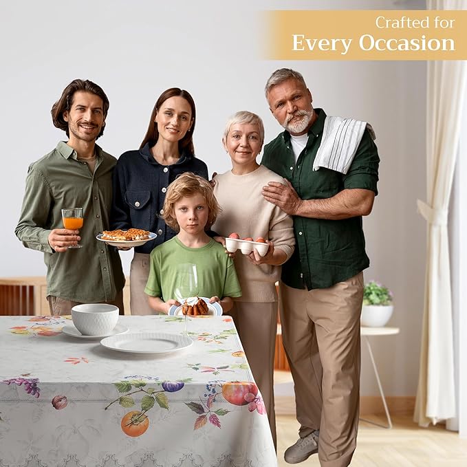 Maison d' Hermine Table Cloth Square Table 100% Cotton 60 x 60 Inches Fall Tablecloth Reusable Everyday Use for Thanksgiving Christmas Decorations Dining Farmhouse Party (Fruit D'Hiver)