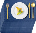 Vinyl Placemats Set of 12 Faux Leather 100% Waterproof Wipeable Washable Place Mats Heat Resistant Easy Clean Non-Slip Table Mats for Indoor Outdoor. (12,Blue)