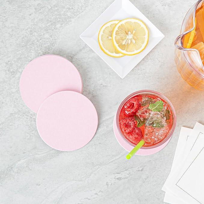 Restaurantware Paper Coasters 1000 Pack of 3.5 Inch Disposable Beverage Coasters Absorbent for Hot and Cold Drinks Pink Coffee Cup Essentials for Table Decor, Kitchen, Home Patio or Living Room
