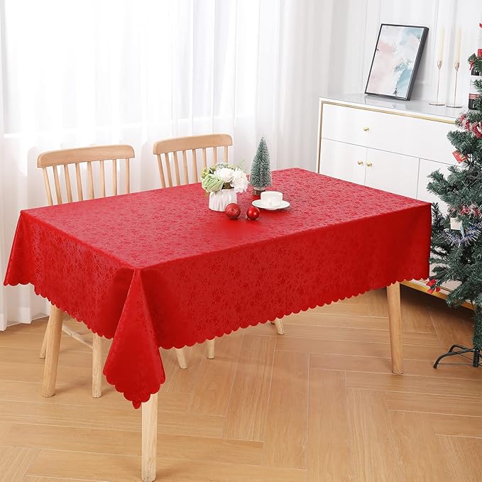 Smiry Rectangle Table Cloth, Waterproof Heavy Duty Vinyl Tablecloths, Wipeable Washable Table Cover for Kitchen and Dining Room (Red, 60" X 120")