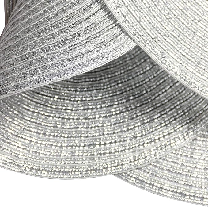 SHACOS Christmas Silver Glitter Round Placemats Set of 6 Sparkle Bling Place Mats Glitz Table Mats for Holiday Home Party Wedding Festive Table Decoration (6, Silver)
