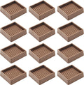 2.5X2.5 Rubber Caster Cups, Non Slip Furniture Pads, Anti-Slip Gripper, Anti Skid Furniture Feet, Anti Slide Floor Protector for Bed Couch Stoppers - 12 Pack Brown
